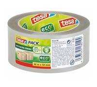 tesapack ECO & ULTRA STRONG ecoLogo - Cinta de Embalaje de Plástico Transparente con Fuerza Adhesiva Extrafuerte - Cinta Adhesiva Ecológica, Fabricada sin Disolventes - 66 m x 50 mm