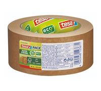 tesapack Papel ecoLogo, Cinta de Embalaje de Papel Amigable con el Medio Ambiente, 60% de Material de Origen Biológico, Marrón, 50 m x 50 mm, Paquete con 3 Cintas