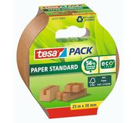 tesapack® Paper Standard - Cinta de Embalaje Hecha de Papel Ecológico - 56% de Material Biológico - Eficiente y Reciclable - 25 m x 38 mm - Marrón