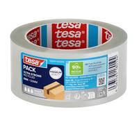 tesapack ULTRA STRONG RECYCLED Cinta de embalaje transparente, 66 m x 50 mm | Cinta de embalaje resistente de PET reciclado al 90 % - Para paquetes pesados - Reciclable