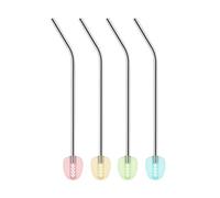 Tescoma 308869 Pajitas de acero inoxidable con filtro y cepillo de limpieza, juego de 4 unidades, colores surtidos, línea myDrink