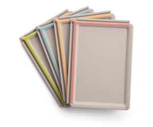 Tescoma 378828 Juego de 4 tablas de cortar 25 x 17 cm con soporte, recoge líquidos y acoplables, línea Compact