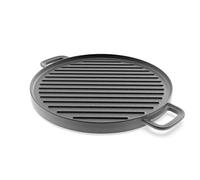 Tescoma 617016 Parrilla lisa y acanalada de hierro fundido de alta conductividad térmica, diámetro 30 cm, línea masiva