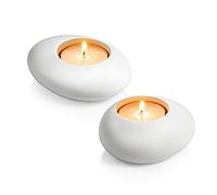 Tescoma Fancy Home Portavelas Stones, Cerámica, Color Blanco, 10x4.3x15.6 cm, 2