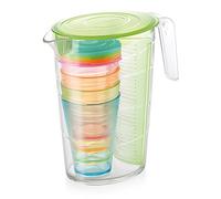 Tescoma Mydrink Jarra 4 Vasos con Tapa, Plástico, Verde, 23 x 13 x 23,2 cm