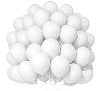 Teselife 100 Piezas Globos Blancos Mate Latex 12 Pulgadas, para Cumpleaños, Boda, Graduación, Nochevieja, Navidad, Decoración de Fiestas y Eventos Festivos