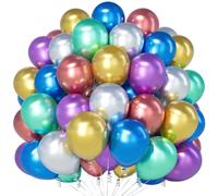 Teselife 100 Piezas Globos Metallizados 12 Pulgadas Sur-tido (Plata, Rojo, Violeta, Oro, Verde, Azul), para Cumpleaños, Boda, Graduación, Nochevieja, Navidad, Decoración de Fiestas y Eventos Festivos