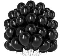 Teselife 100 Piezas Globos Negros Mate Latex 12 Pulgadas, para Cumpleaños, Graduación, Nochevieja, Halloween, Decoración de Fiestas y Eventos Festivos