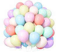 Teselife 100 Piezas Globos Pastel 12 Pulgadas en 9 Colores (Violeta, Azul, Verde Agua, Amarillo, Naranja, Rosa, Verde, Rojo) para Cumpleaños de Chica, Boda, Decoración de Fiestas y Eventos Festivos