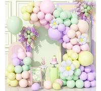 Teselife 136 Piezas Kit Arco Globos Pastel, Kit Guirnalda Globos Fiesta Arco Iris Colores Pastel con Globos Margarita para Cumpleaños Baby Shower Boda Aniversario Decoraciones Fiesta Carnaval