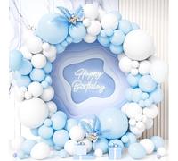 Teselife Arco Globos Azul y Blanco, 119Piezas Kit Guirnalda Globo Azul Blanco Pastel Macarrón Claro Niño Hombres Revelacion Genero Baby Shower Bautismo Cumpleaños Boda Comprometimo Aniversario Deco