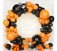 Teselife Arco Globos Naranja y Negro, 119Piezas Kit Guirnalda Globo Negro Naranja Niña Niño Hombres Mujer Baby Shower Cumpleaños Boda Comprometimo Halloween Aniversario Graduación Valentín Mascarada