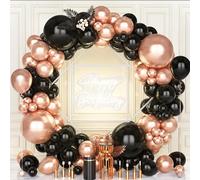 Teselife Arco Globos Oro Rosa y Negro, 119Piezas Kit Guirnalda Globo Negro Oro Rosa Metal Niña Niño Hombres Mujer Baby Shower Cumpleaño Boda Comprometimo Aniversario Graduación Valentín Mascarada Deco