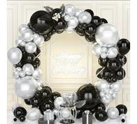Teselife Arco Globos Plata y Negro, 119Piezas Kit Guirnalda Globo Negro Plata Metal Niña Niño Hombres Mujer Baby Shower Cumpleaños Boda Comprometimo Aniversario Graduación Valentín Mascarada Decora