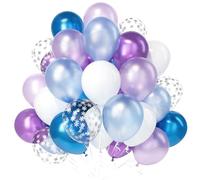 Teselife Globos Azul Morado Congelado, 30Piezas Blanco Azul Morado Claro Perlado Metal Copo de Nieve Confeti Globo Latex Niño Niña Cumpleaño Aniversario Compromiso Boda Tema Hielo Nieve Decoración