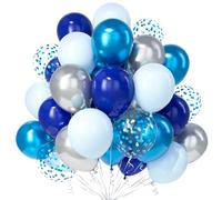 Teselife Globos Azul Plata, 30Piezas Azul Noche Marino Pastel Plata Metal Confeti Globo Latex Niño Hombres Cumpleaño Aniversario Compromiso Graduación Boda Despedida Soltera Tema Náutico Marino Deco