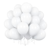 Teselife Globos Blanco, 50Piezas 12Pulgadas Blanco Mate Látex Helio Globo Mujer Niña Mujer Chico Cumpleaño Aniversario Boda Propuesta Graduación Compromiso Despedida Soltera Valentín Baby Shower Deco