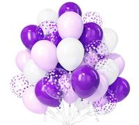 Teselife Globos Morado Blanco, 30Piezas Morado Oscuro Púrpura Pastel Confeti Globo Latex Mujer Niña Cumpleaño Aniversario Compromiso Boda Valentín Despedida Soltera Tema Princesa Mariposa Decoración