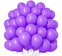 Teselife Globos morados, 100 unidades de globos morados mate de 30,5 cm, globos de fiesta de látex púrpura para hombres, niños, cumpleaños, baby shower, aniversario, boda, compromiso, graduación