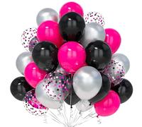 Teselife Globos Negro Rosa, 30Piezas Plata Metal Negro Rosa Rojo Confeti Globo Latex Helio Mujer Hombre Niño Niña Cumpleaño Compromiso Graduación Aniversario Boda Despedida Soltera Tema Princesa Deco