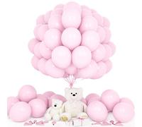 Teselife Globos Pastel Rosa, 50Piezas 12Pulgadas Rosa Macarrón Látex Helio Globo Niña Mujer revelacion genero Baby Shower bautismo Cumpleaño Aniversario Boda Propuesta Compromiso Valentín Decoracione