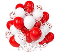 Teselife Globos Rojo Blanco, 30Piezas Mate Blanco Rojo Confeti Globo Latex Helio Mujer Niña Cumpleaño Compromiso Aniversario Boda Despedida Soltera Mascarada Año Nuevo Graduación Valentín Decoración