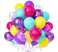 Teselife Globos Rosa Azul Morado, 30Piezas Rosa Roja Amarillo Azul Teal Morado Confeti Globo Latex Mujer Niña Cumpleaño Aniversario Compromiso Boda Mascarada Despedida Soltera Tema Marino Sirena Deco