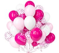 Teselife Globos Rosa Blanco, 30Piezas Rosa Roja Rosa Pastel Confeti Globo Latex Mujer Niña Cumpleaño Aniversario Compromiso Graduación Paseo Boda Valentín Despedida Soltera Tema Princesa Decoración