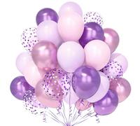 Teselife Globos Rosa Morado, 30Piezas Rosa Morado Pastel Macarrón Metal Confeti Globo Latex Helio Mujer Niña Cumpleaño Compromiso Aniversario Boda Despedida Soltera Mascarada Tema Mariposa Decoración