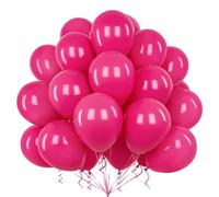 Teselife Globos Rosa Roja, 50Piezas 12Pulgadas Rosa Brillante Fucsia Látex Helio Globo Mujer Niña Princesa Cumpleaño Aniversario Boda Propuesta Graduación Compromiso Despedida Soltera Baby Shower