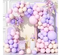 Teselife Kit Arco Globos 140 Piezas Color Rosa Morado, Kit Guirnalda Globos Fiesta Color Naranja Pastel Morado Para Cumpleaños Baby Shower Boda Aniversario Carnaval Suministros Decoración Para Fiestas