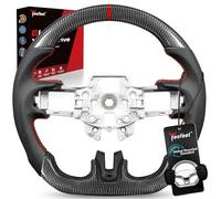 TESFEEL Volante de fibra de carbono real para Mustang 2015-2017 de piel perforada de napa con costuras a mano en forma de D para Mustang EcoBoost/GT/V6 para Shelby GT350/GT350R