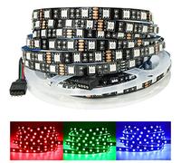 Tesfish 5M Tira de Luces LED RGB DC 12V 5050 SMD 300 LEDs Tiras LED Negro PCB para Dormitorio, Decoración de Cocina