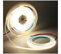 Tesfish Tira de luz LED 12V, 3mm de ancho ultra delgado Tiras de Luces COB 5M 384 LEDs/M Blanco Natural 4000K Súper Brillante para Fiestas, Mostradores, Estantes, Decoración del Hogar