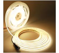 Tesfish Tiras LED 12V COB, 5M Tiras de Luces 480 LEDs/M Blanco Natural 4000K Súper Brillante Tira de luz con Conector de CC para el partido, el contador, el estante, la decoración del hogar