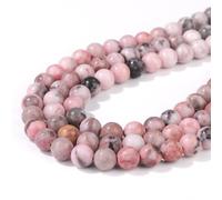 TESGADGETS 100 piezas 8 mm cuentas de jaspe rosa cebra natural, cuentas de piedra preciosa sueltas y redondeadas para la fabricación de joyas, cuentas de cristal para pulseras, collares, pendientes