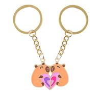 TESGADGETS 2 piezas Llavero de amistad Capibara para mejores amigas, llavero de pareja con diseño de corazón, capibaras abrazando un corazón