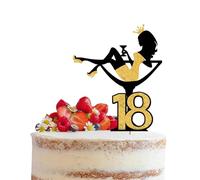 TESGADGETS Adorno de tarta de 18 cumpleaños Brillo Copa de vino rojo Silueta de chica Decoración de tarta Alta para chicas Tema de fiesta de cumpleaños para señorita despedida de soltera Decoración
