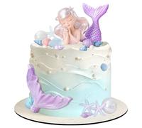 TESGADGETS Figuras de Sirena Morada - Set de decoración de Pasteles submarinos con Conchas, Cola de Sirena y Estrellas de mar para cumpleaños Infantiles
