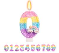 TESGADGETS Velas Arcoíris con Número 0 - Decoración Colorida para Pastel de Cumpleaños, ideal para la Tarta del Primer Año de Niñas y Niños