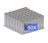 Tesla Future Batteries Pilas AA - Paquete de 50 Unidades, LR6 Alcalinas, Potentes y Duraderas