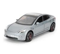 Tesla Model 3 - Coche de juguete modelo de aleación fundida 1/24, coche de juguete con función de sonido y luz y función de tirar, puede abrir la puerta, coche modelo de coleccionista, regalo para