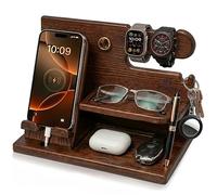 TESLYAR Soporte de Carga para teléfonos móviles con Gancho Llaves Carteras y Relojes Hombres Seres Queridos ya Sea por su Aniversariodía Festivo Regalo Padre Dia del Padre Regalos (Marrón)