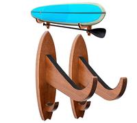TESLYAR Soporte para tabla de surf, madera de fresno, pantalla ecológica, acabado natural, tabla de snowboard, wakeboard, marrón grande