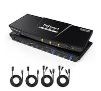 TESmart Conmutador KVM 2 monitores 2 computadoras HDMI USB3.0 4K60HZ KVM Switch Dual Monitor con emuladores EDID y conector de audio compatible con modo de copia y extensión Compatibilidad K&M
