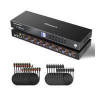 TESmart Conmutador KVM de 8 puertos, 2 monitores 8K a 60Hz, USB 3.0 HDMI+DP para montaje en rack KVM Emulador EDID de grado empresarial, interruptor de botón y tecla rápida, RS232, HDCP 2.3, control