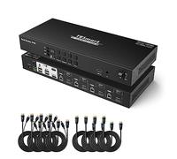 TESmart Conmutador KVM HDMI 4 PC 2 Monitores Switch KVM 4 Puertos 4K60Hz con EDID, Audio, Soporta Cascada para Quad-Monitor a través de DCCI, 2 USB 2.0 Dock，Control Remoto IR/Botón/Teclado