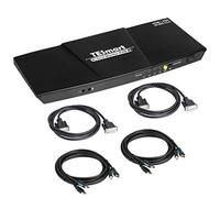 TESmart Conmutador KVM HDMI&VGA 4K a 60 Hz para dos PC y dos Monitores con Emulador EDID, Switch 4 Entradas y 2 Salidas, Audio/Micrófono, USB 2.0, Control Remoto, Botones e Interruptor Térmico.