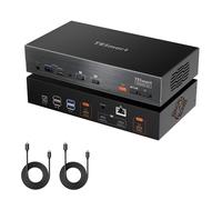 TESmart Conmutador KVM Thunderbolt 4 Dual Monitor 2 PC 2 Monitor 6K@60Hz | 5K@120Hz USB-C Carga 60W Doble, Hub USB 10Gbps, Compatible con Apple Studio Display, Conmutación de Audio Independiente