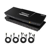 TESmart KVM Switch HDMI 2 Monitor 2 PC 4K 60Hz Conmutador USB Con Cables | Emulador EDID Anti Parpadeo, Conmutación Hotkey IR Botón, Audio Jack 3.5mm DAC, Modo USB Semi-DDM, Soporte Multi SO
